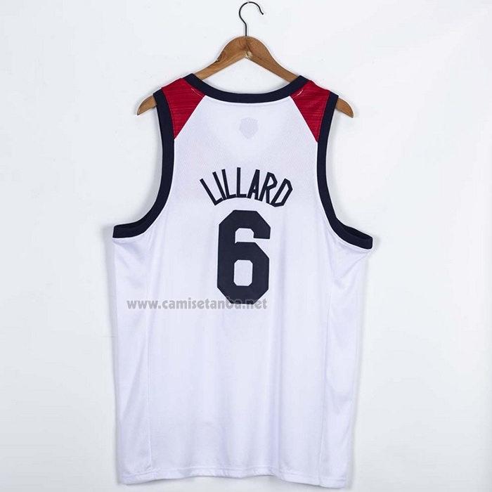 Camiseta USA 2021 Damian Lillard #6 Blanco